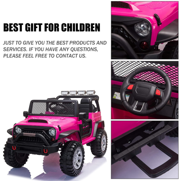 Tobbi 12V Electric Vehicles Ride On Truck for Kids with Remote Control, Rose Red 下载 2 3
