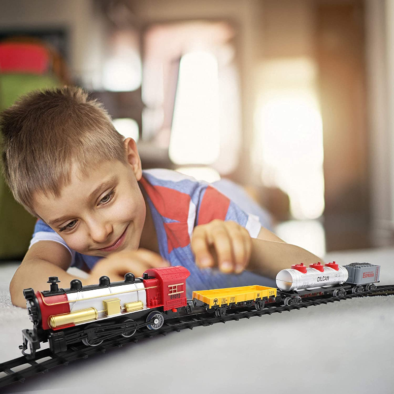 Nyeekoy Battery-Powered Electric Train Toys with Sounds Include Cars and Tracks for Kids 20 1
