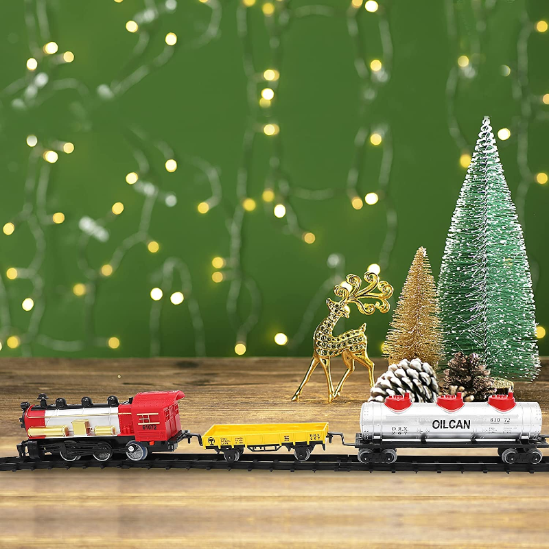 Nyeekoy Battery-Powered Electric Train Toys with Sounds Include Cars and Tracks for Kids 22 1