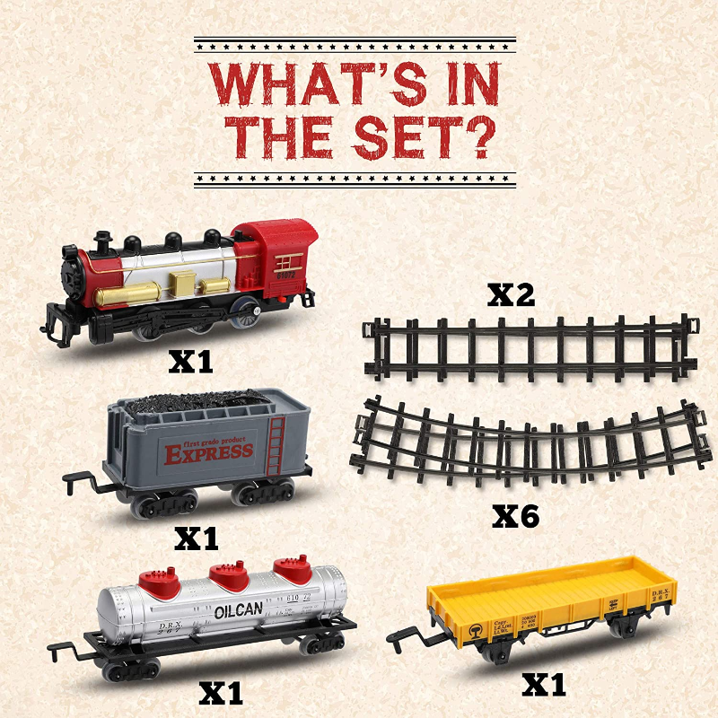 Nyeekoy Battery-Powered Electric Train Toys with Sounds Include Cars and Tracks for Kids 23 1