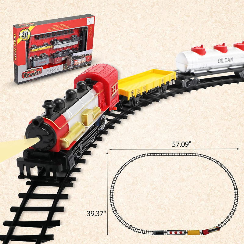 Nyeekoy Battery-Powered Electric Train Toys with Sounds Include Cars and Tracks for Kids 24