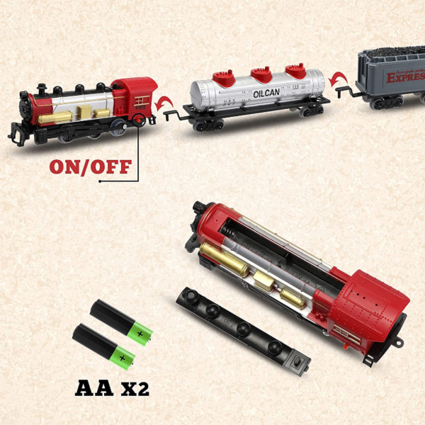 Tobbi Battery-Powered Electric Train Toys with Sounds Include Cars and Tracks for Kids 下载 26 1