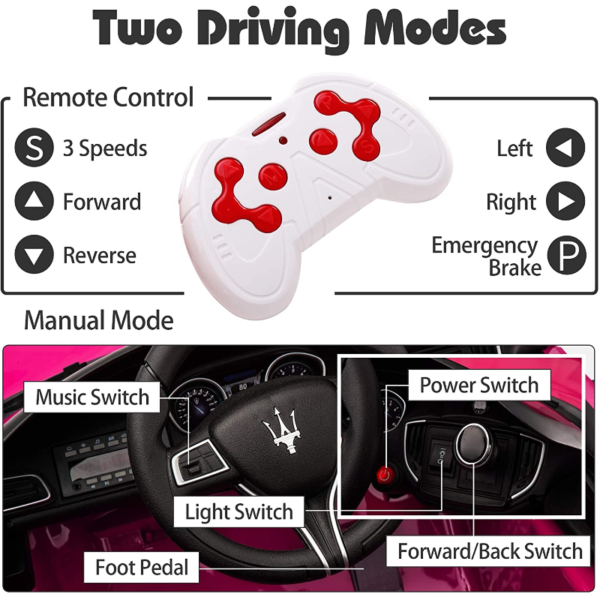 Tobbi 12V Maserati Licensed Kids Ride On Car with Remote Control, Pink 下载 31 2