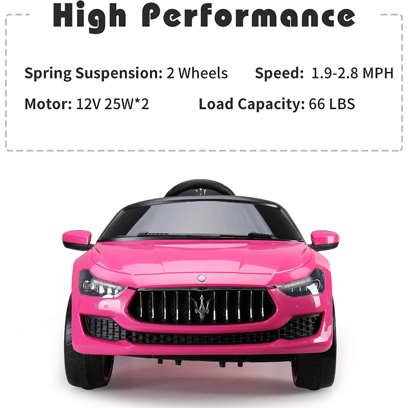 Tobbi 12V Maserati Licensed Kids Ride On Car with Remote Control, Pink 33 2