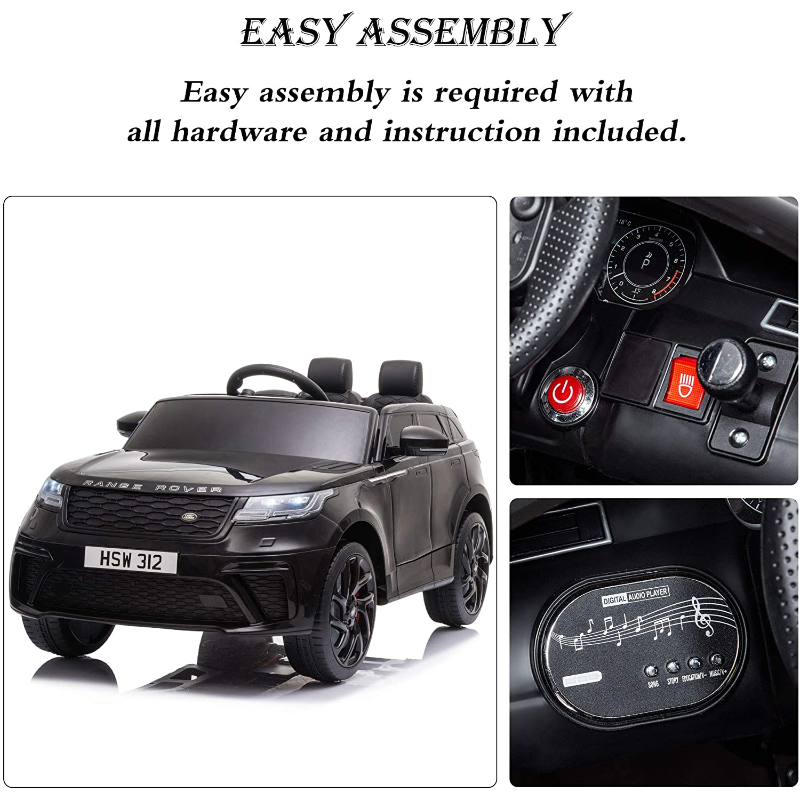Tobbi 12V Land Rover Licensed Electric Kids Ride On Car with Remote Control, Black 36