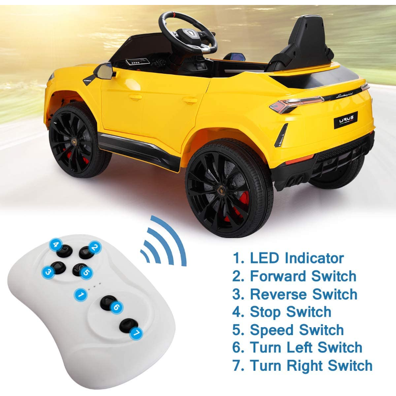 Tobbi 12V Lamborghini Licensed Electric Kids Ride on Car with Remote Control, Yellow 5 2