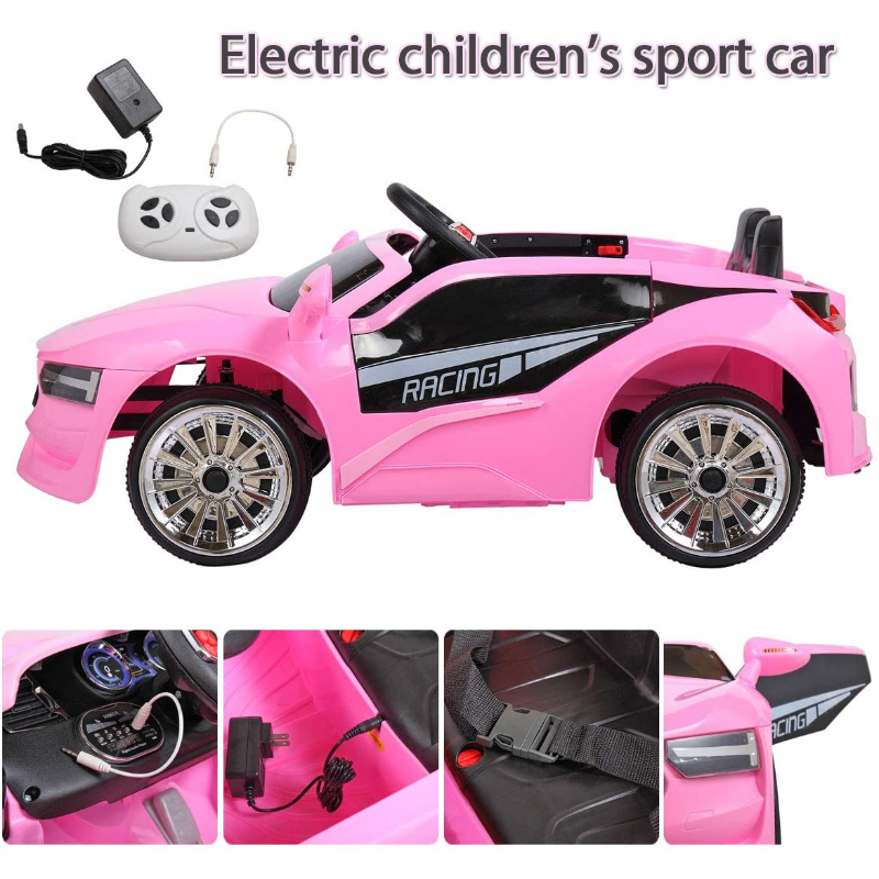 Tobbi 6V Kids Power Wheel Racing Car with Remote Control, Pink 53