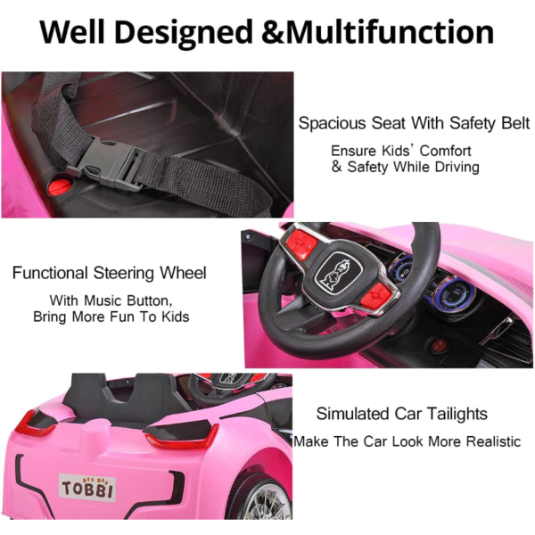 Tobbi 6V Kids Power Wheel Racing Car with Remote Control, Pink 下载 54