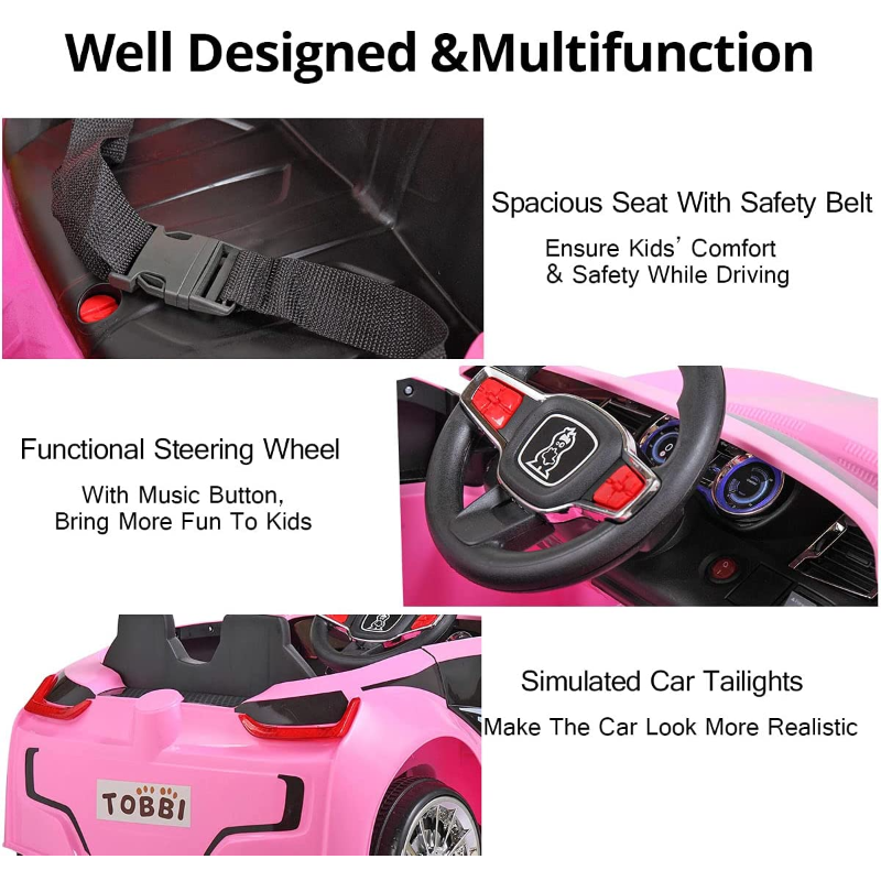 Tobbi 6V Kids Power Wheel Racing Car with Remote Control, Pink 54