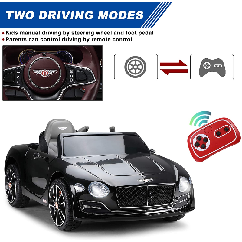 Tobbi 12V Bentley Licensed Electric Kids Ride On Car with Remote Control, Black 69