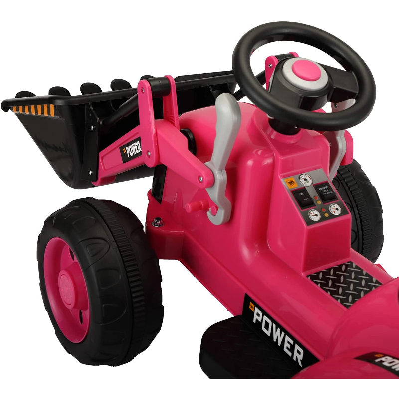 Tobbi Electric Power Wheel Pedal Tractor for Kids with Working Loader, Pink 88