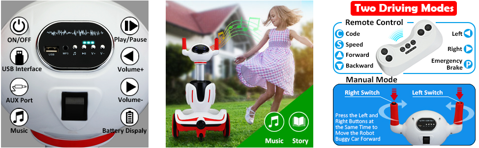 Tobbi Three-in-one Robot Kids Electric Buggy With Baby Carriages, Red + White 微信图片 20210817100644
